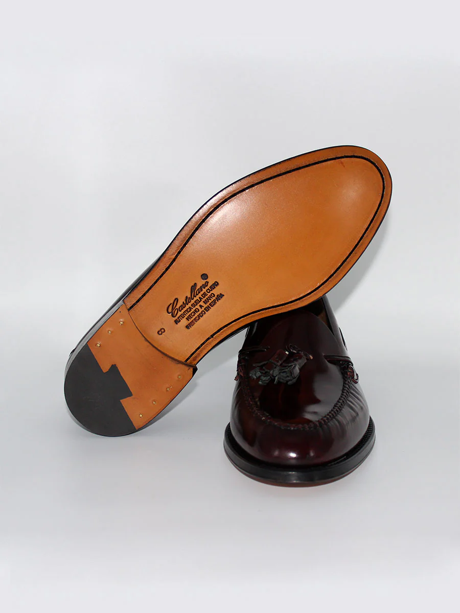 Castellano Mocasines de hombre con borlas 5511 piel color burdeos - Image 3
