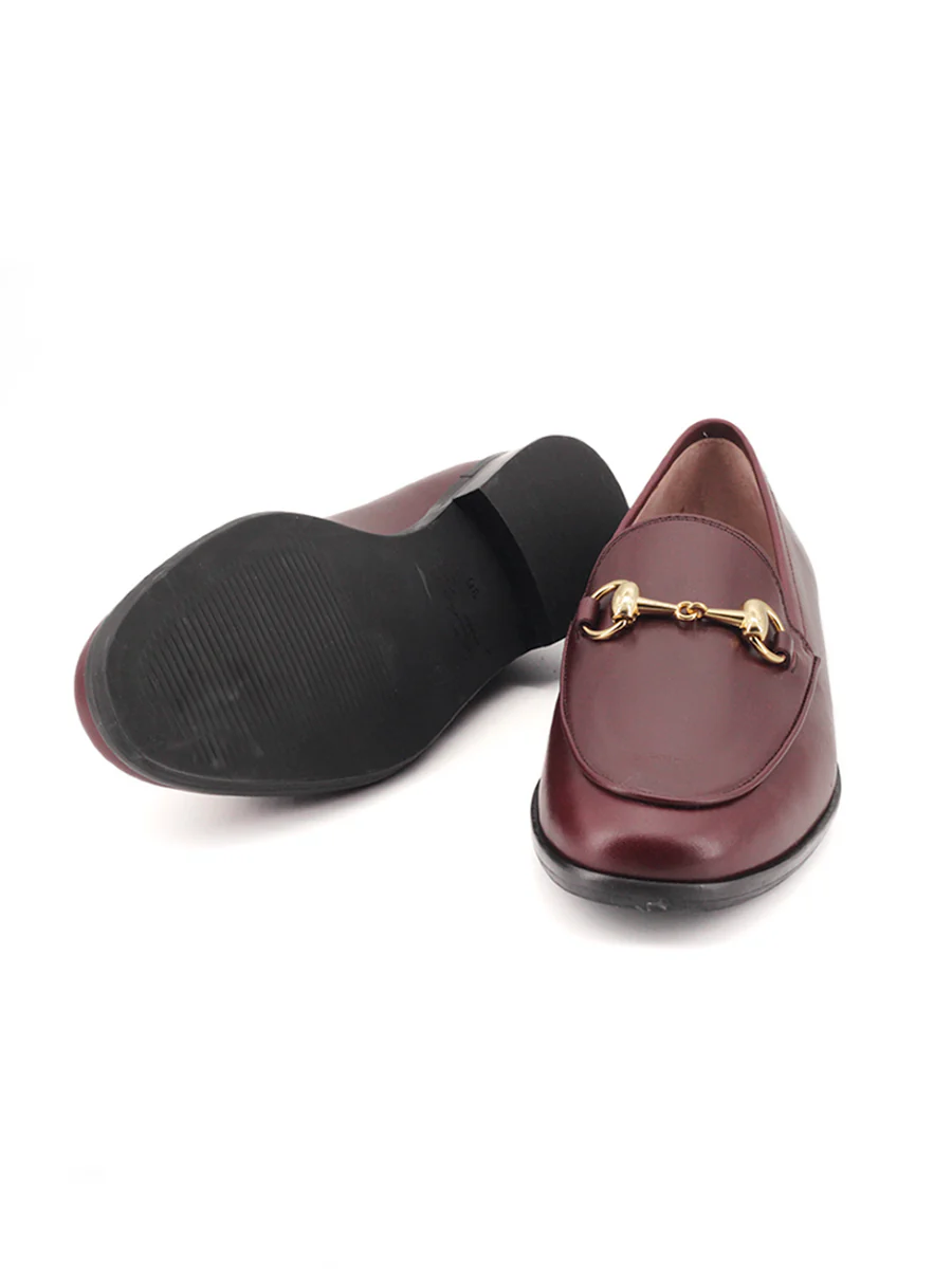 Mocasines Castellano® de piel para mujer - Modelo Bernini color burdeos - Image 4
