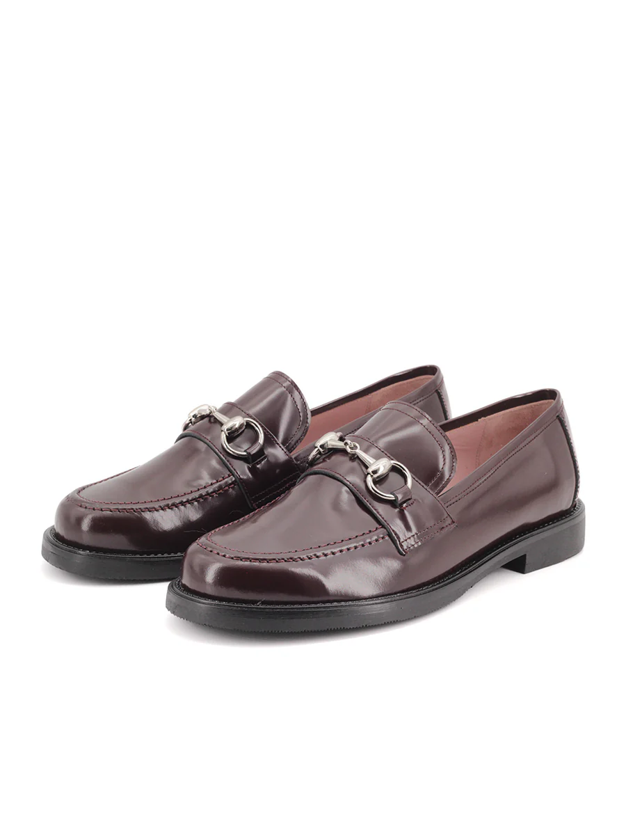 Mocasines Castellano® de piel para mujer - Modelo Chicago color burdeos - Image 2