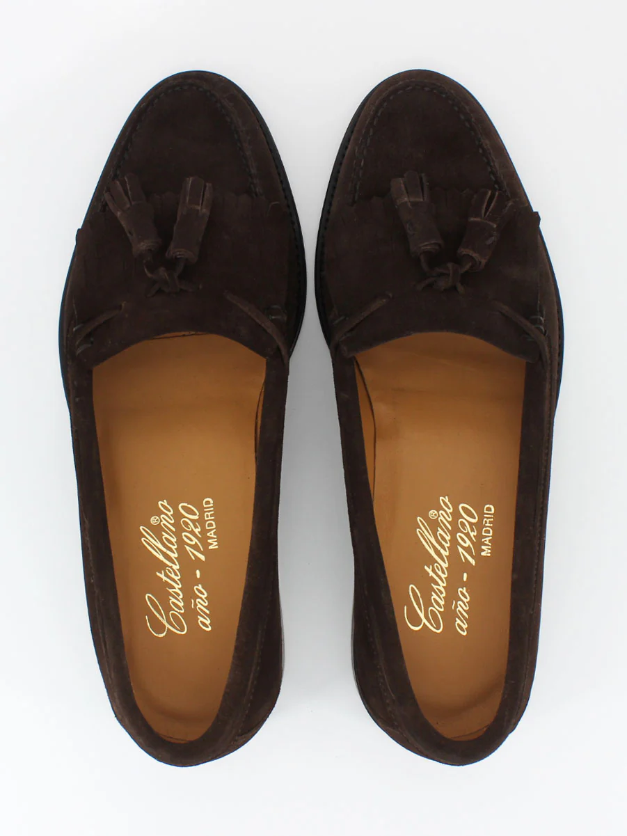 Mocasines de hombre 5545 piel flecos y borlas piel ante color marron - Image 4