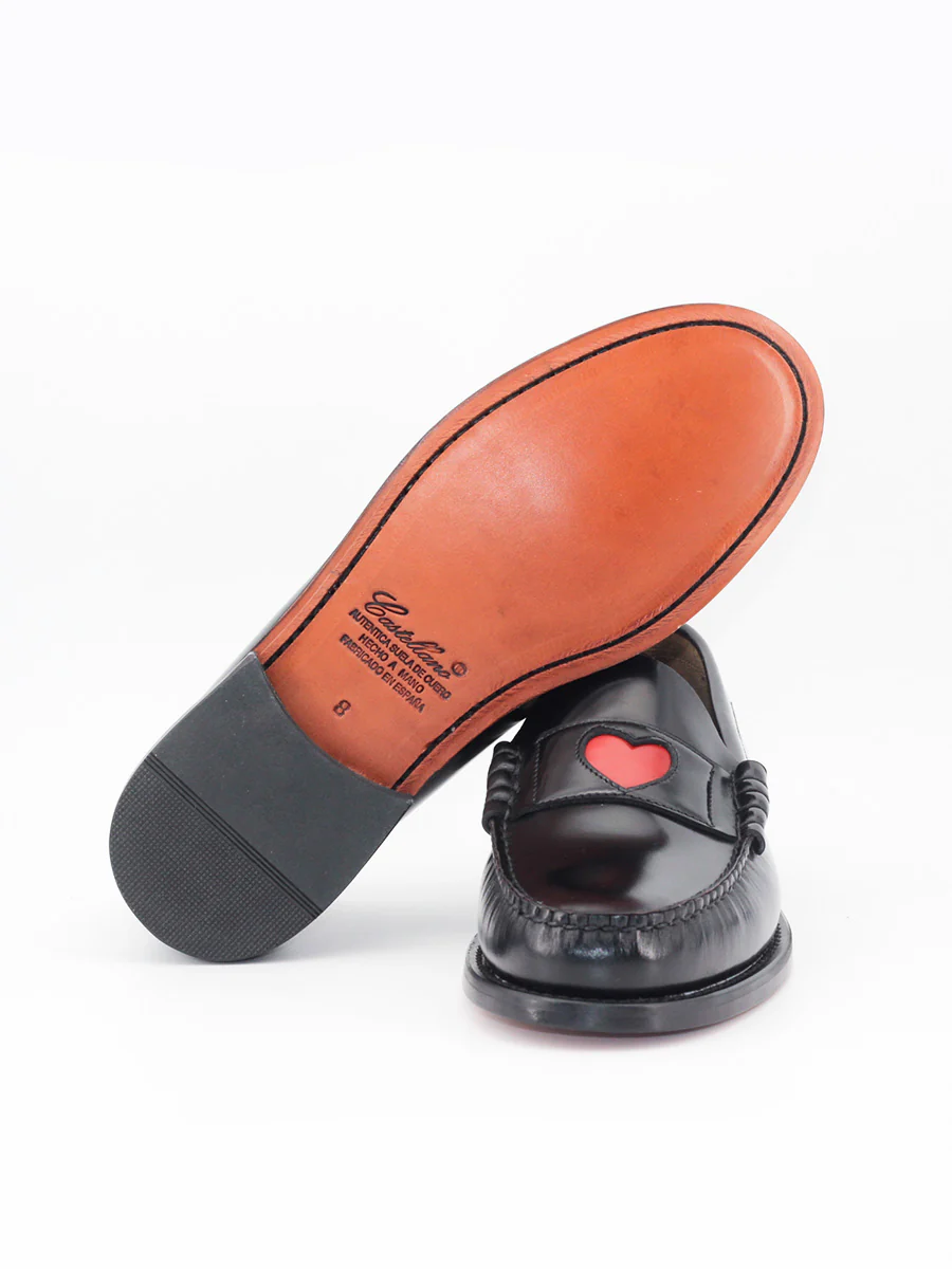 ON DEMAND - Mocasines de hombre con banda y corazón piel antik color negro - Image 5