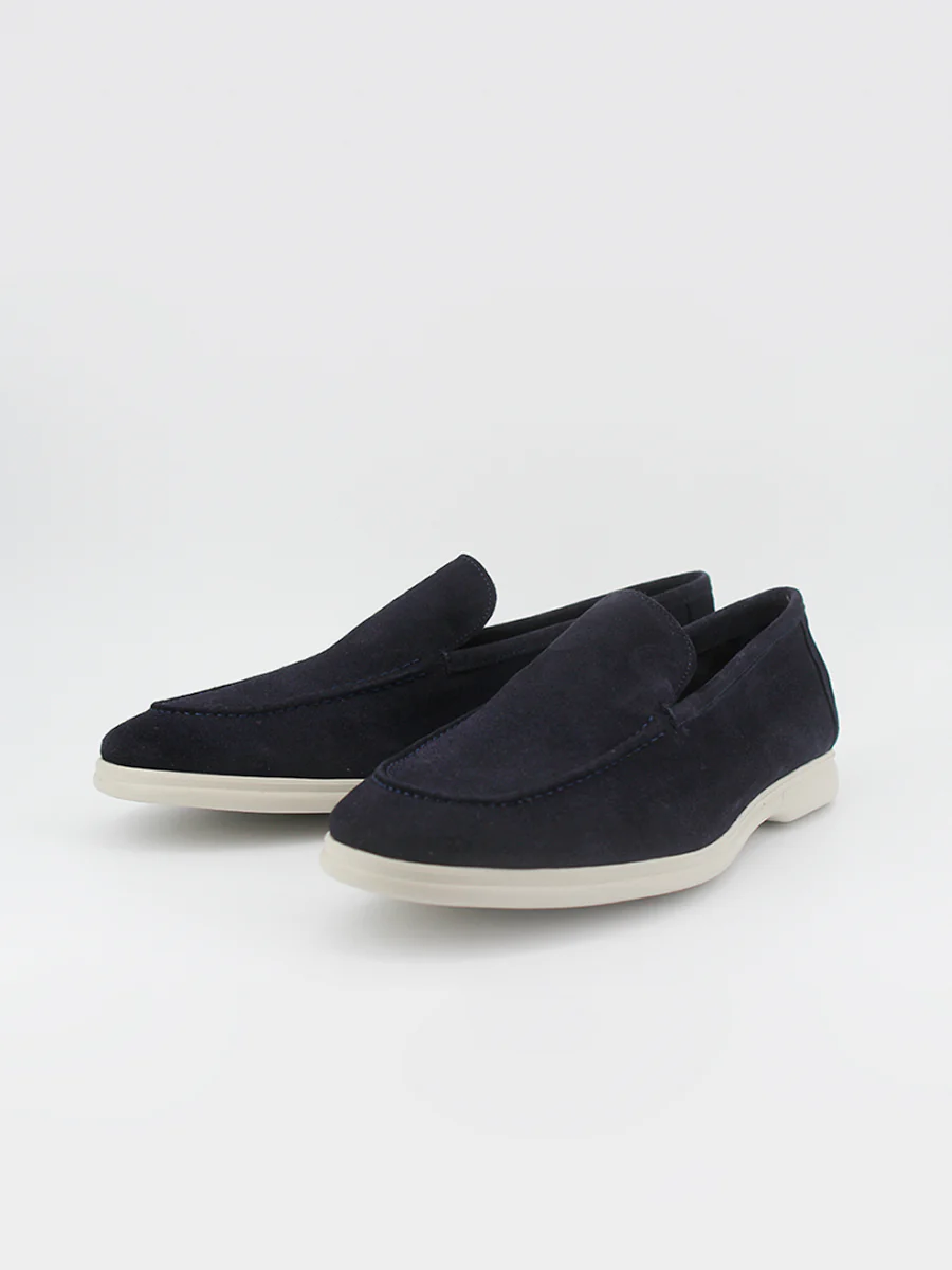 Mocasines de hombre modelo Cuba en piel serraje color azul marino - Image 2