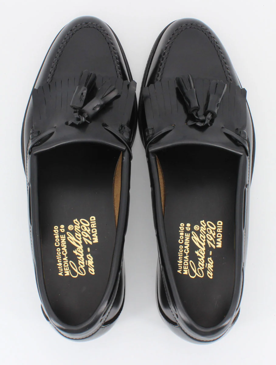 Mocasines de hombre 5545 piel flecos y borlas color negro - Image 5