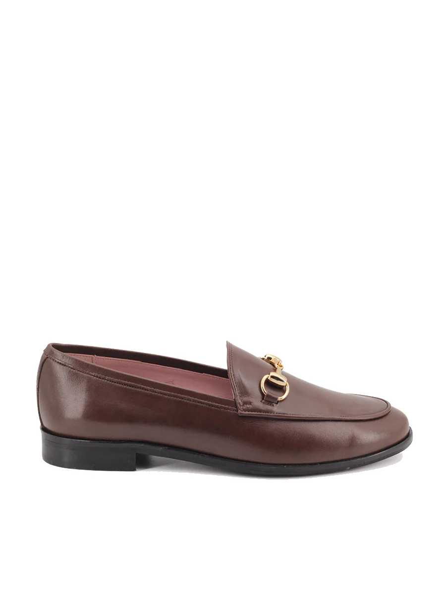 Mocasines Castellano® de piel para mujer - Modelo Bernini color caoba