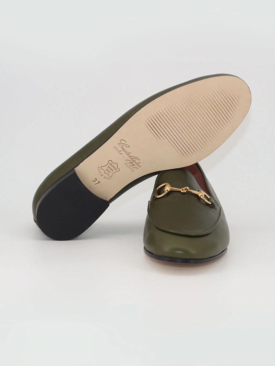 Mocasines Castellano® de piel para mujer - Modelo Génova color kaki - Image 4