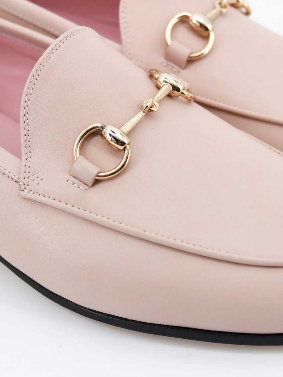 Mocasines Génova de piel coy color nude - Image 3