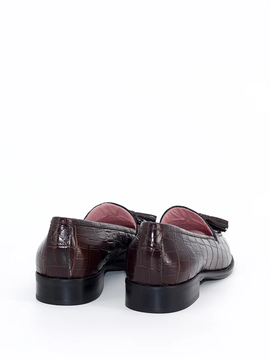 Mocasines Castellano® de piel efecto coco para mujer - Modelo Ibiza color marrón - Image 3