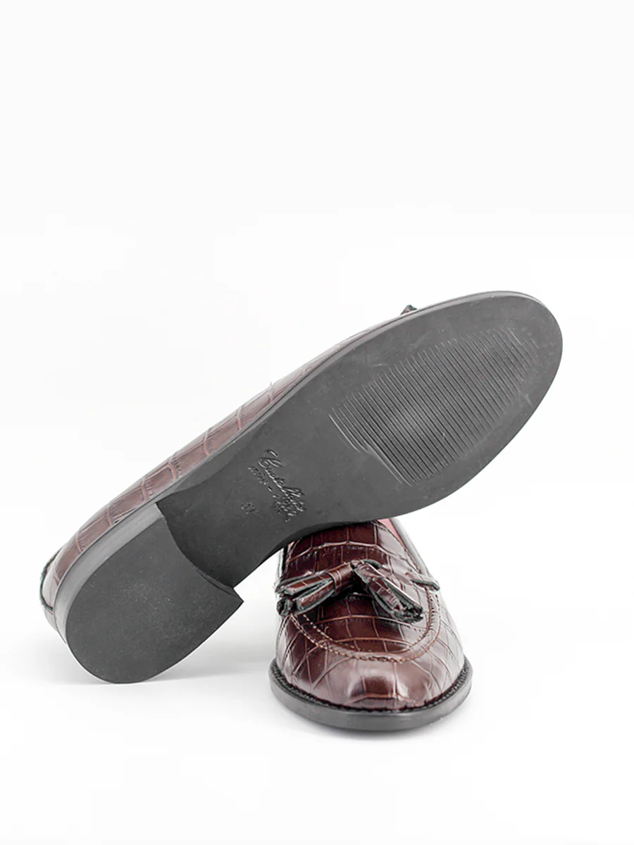 Mocasines Castellano® de piel efecto coco para mujer - Modelo Ibiza color marrón - Image 4