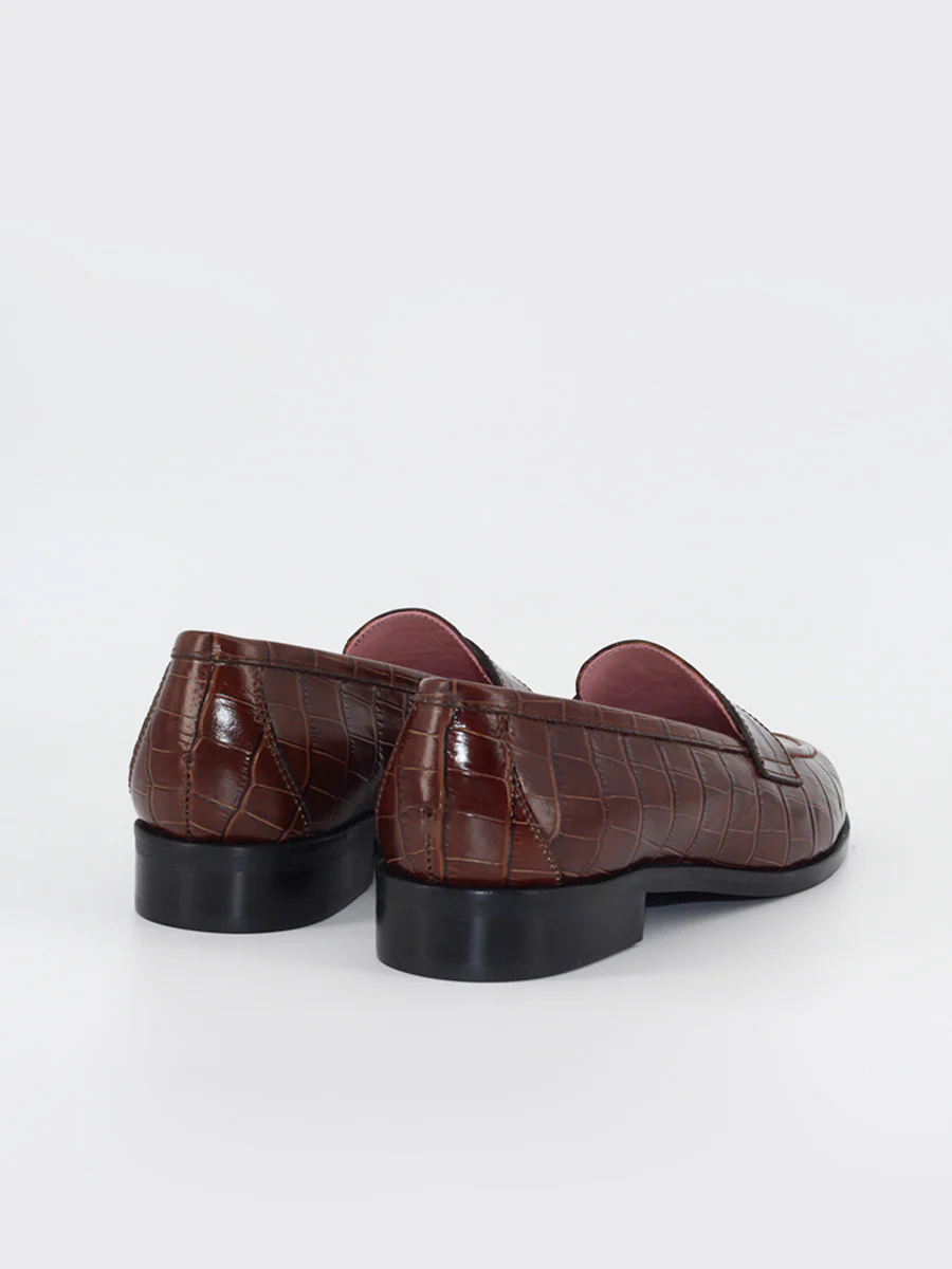 Mocasines Castellano® de piel efecto coco para mujer - Modelo Mallorca color marrón - Image 3