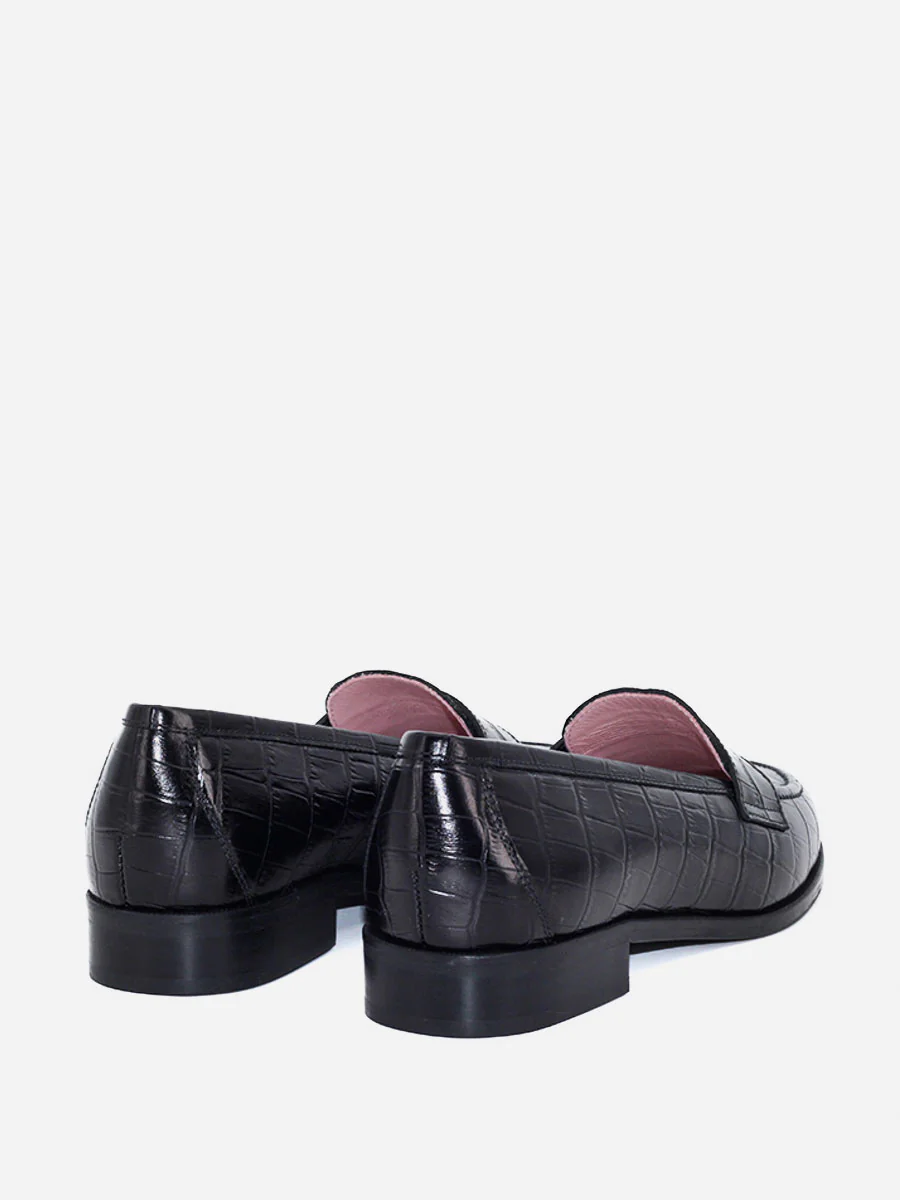 Mocasines Castellano® de piel efecto coco para mujer - Modelo Mallorca color negro - Image 3