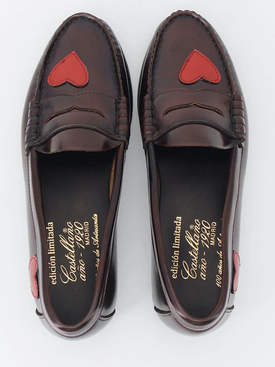 ON DEMAND - Mocasines piel antik burdeos con adorno corazones - Image 6