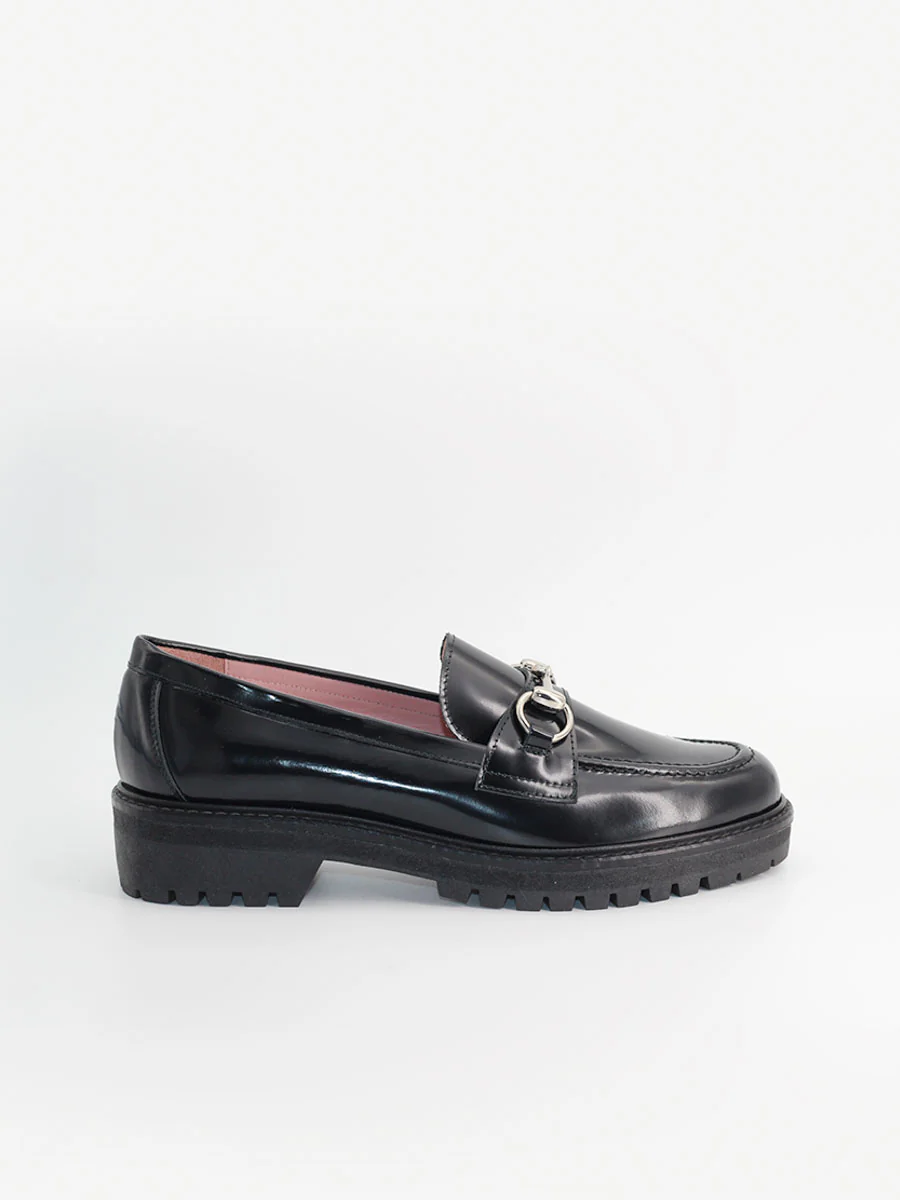 Mocasines Castellano® de piel para mujer - Modelo Santa Sofia color negro