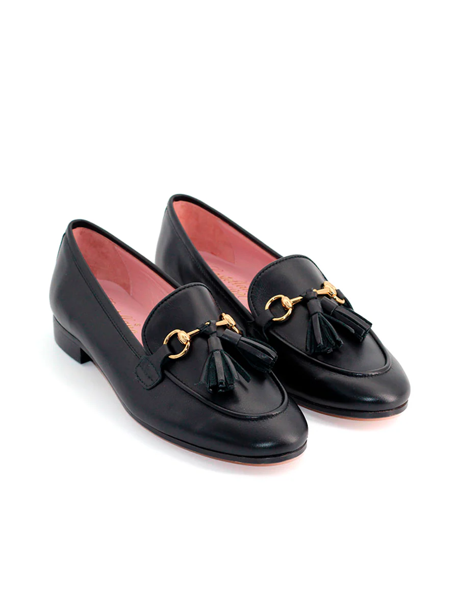 Mocasines Taormina en piel color negro con borlas - Image 3