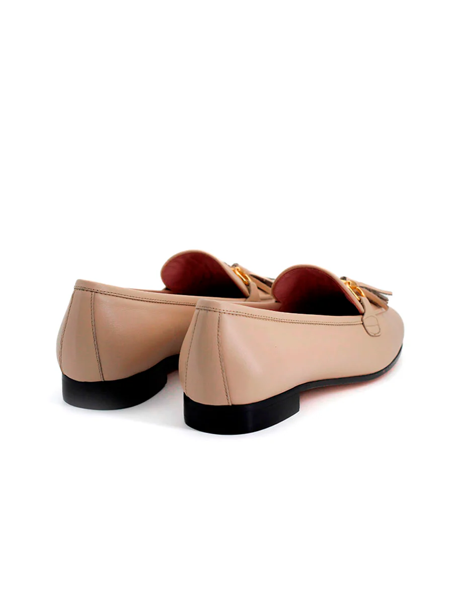 Mocasines Taormina en piel color porcelana con borlas - Image 4