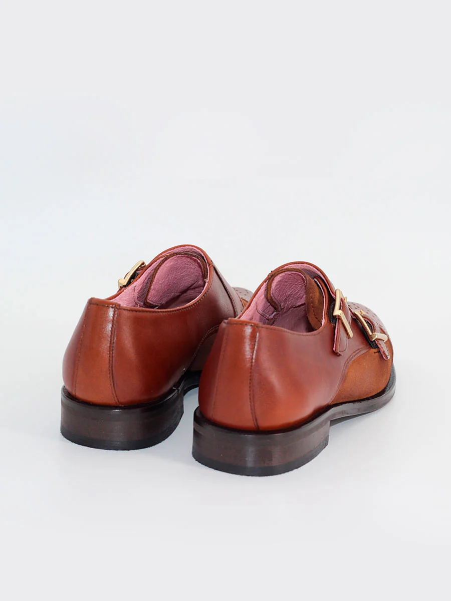 Zapatos Castellano de mujer Alegria doble hebilla color cuero - Image 3