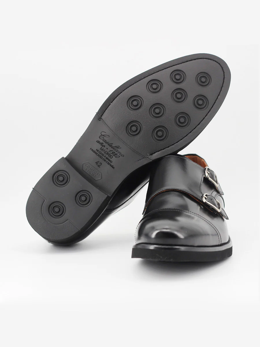 Zapatos doble hebilla Munich de piel color negro - Image 5