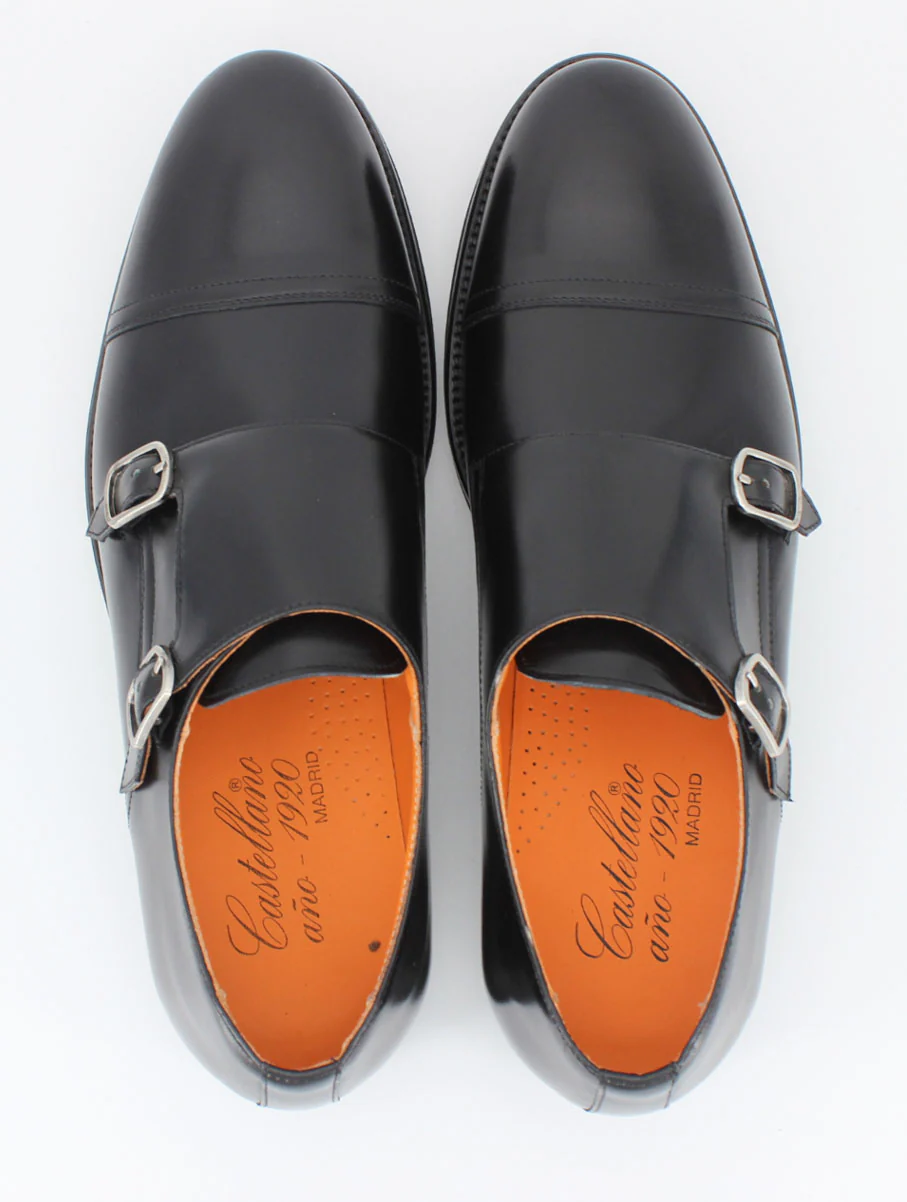 Zapatos doble hebilla Munich de piel color negro - Image 6